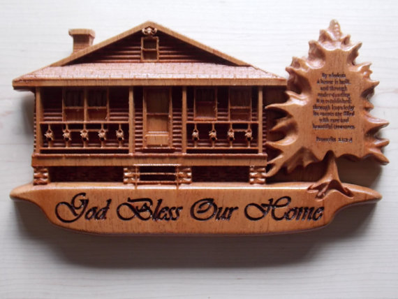 Custom Wood Sign "God Bless Our Home"  Carved Cedar Wall Plaque Home Decor